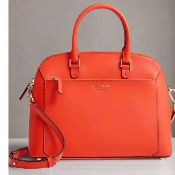 Kate Spade Louise Dome Satchel Medium Leather Crossbody Top Handle Bag Tamarillo - Picture 9 of 10